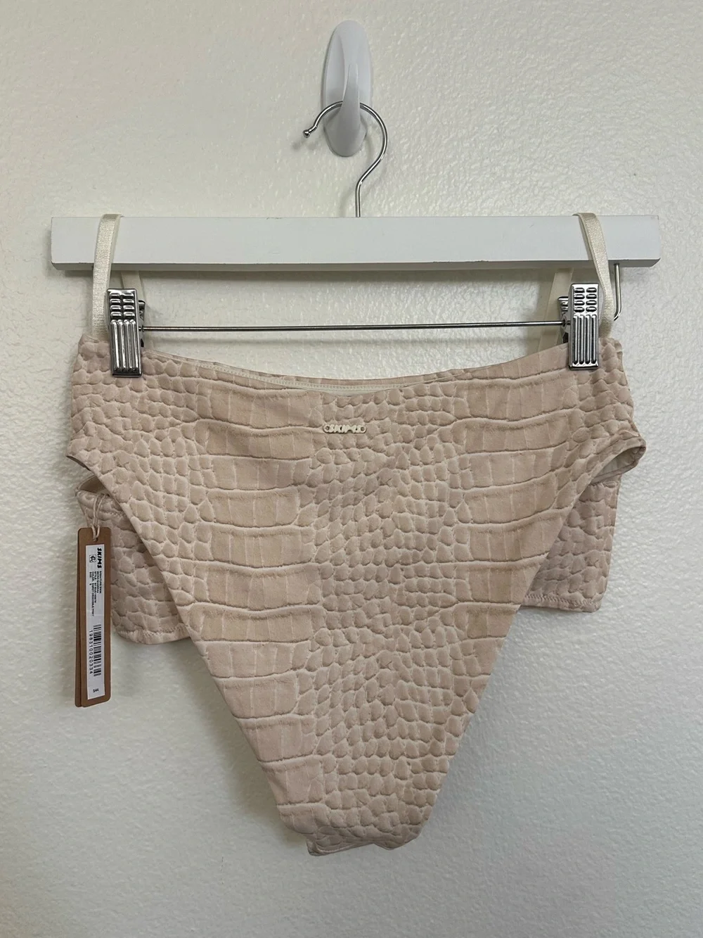 SKIMS Cream Textured Croc-Embossed Bikini Set
